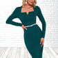 Rihanna Square Elegant Sheath/Column Polyester Midi Dresses DEP0022467