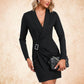 Jaida Ruffle V-Neck Elegant Sheath/Column Polyester Mini Dresses DEP0022469