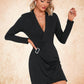 Jaida Ruffle V-Neck Elegant Sheath/Column Polyester Mini Dresses DEP0022469