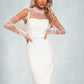 Avah Faux Feather High Neck Elegant Sheath/Column Polyester Midi Dresses DEP0022472