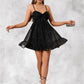 Ashlyn Bow Sweetheart Sexy A-line Polyester Mini Dresses DEP0022483