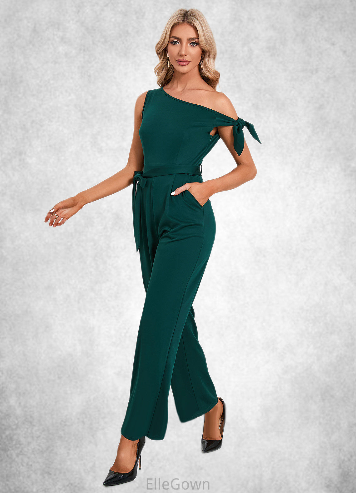 Mylee One Shoulder Elegant Jumpsuit/Pantsuit Cotton Blends Maxi Dresses DEP0022491