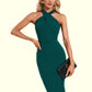 Evangeline Ruffle Asymmetrical Elegant Sheath/Column Polyester Midi Dresses DEP0022492