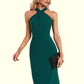 Evangeline Ruffle Asymmetrical Elegant Sheath/Column Polyester Midi Dresses DEP0022492