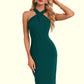 Evangeline Ruffle Asymmetrical Elegant Sheath/Column Polyester Midi Dresses DEP0022492