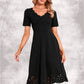 Emily V-Neck Elegant A-line Cotton Blends Midi Dresses DEP0022499