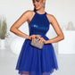 Kristen Sequins Halter Elegant A-line Tulle Sequin Mini Dresses DEP0022523