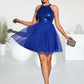 Kristen Sequins Halter Elegant A-line Tulle Sequin Mini Dresses DEP0022523