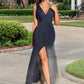 Joanna Sequins V-Neck Elegant Trumpet/Mermaid Cotton Blends Maxi Dresses DEP0022525