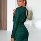 Ellie Sequins High Neck Elegant Sheath/Column Sequin Mini Dresses DEP0022526