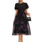 Helga Floral Print Scoop Elegant A-line Organza Midi Dresses DEP0022527