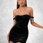 Alanna Rhinestone Sweetheart Sexy Bodycon Velvet Mini Dresses DEP0022533