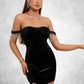 Alanna Rhinestone Sweetheart Sexy Bodycon Velvet Mini Dresses DEP0022533