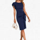 Krista Cascading Ruffles Ruffle Scoop Elegant Sheath/Column Cotton Blends Midi Dresses DEP0022541