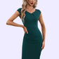 Kristin Ruffle V-Neck Elegant Sheath/Column Polyester Midi Dresses DEP0022552