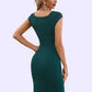 Kristin Ruffle V-Neck Elegant Sheath/Column Polyester Midi Dresses DEP0022552