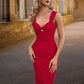 Margery Bow Sweetheart Elegant Bodycon Polyester Midi Dresses DEP0022553