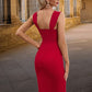 Margery Bow Sweetheart Elegant Bodycon Polyester Midi Dresses DEP0022553