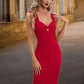 Margery Bow Sweetheart Elegant Bodycon Polyester Midi Dresses DEP0022553