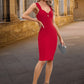 Margery Bow Sweetheart Elegant Bodycon Polyester Midi Dresses DEP0022553