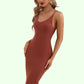 Giselle Bow V-Neck Elegant Bodycon Cotton Blends Midi Dresses DEP0022554