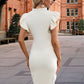 Emmy Cascading Ruffles High Neck Elegant Bodycon Cotton Blends Mini Dresses DEP0022555