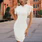 Emmy Cascading Ruffles High Neck Elegant Bodycon Cotton Blends Mini Dresses DEP0022555