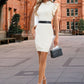 Emmy Cascading Ruffles High Neck Elegant Bodycon Cotton Blends Mini Dresses DEP0022555