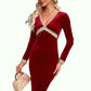 Una Appliques Lace V-Neck Elegant Bodycon Velvet Mini Dresses DEP0022560