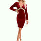 Una Appliques Lace V-Neck Elegant Bodycon Velvet Mini Dresses DEP0022560