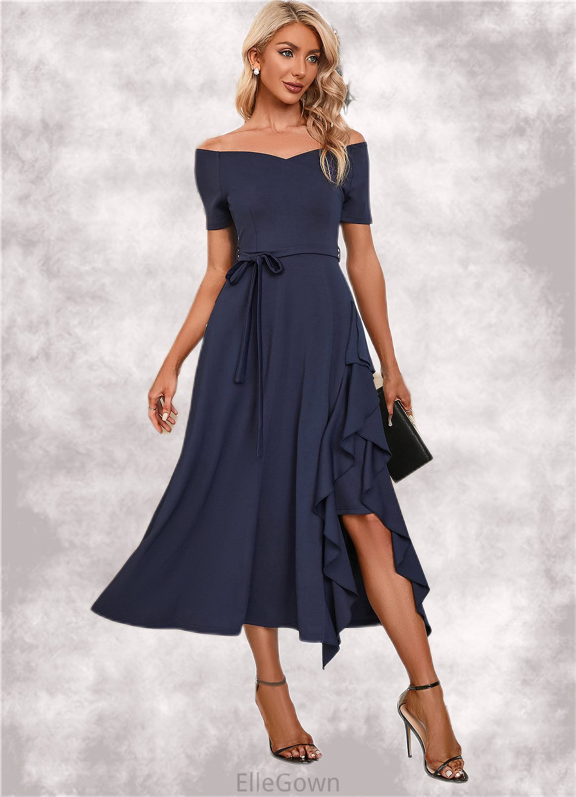 Melody V-Neck Elegant A-line Cotton Blends Midi Dresses DEP0022561