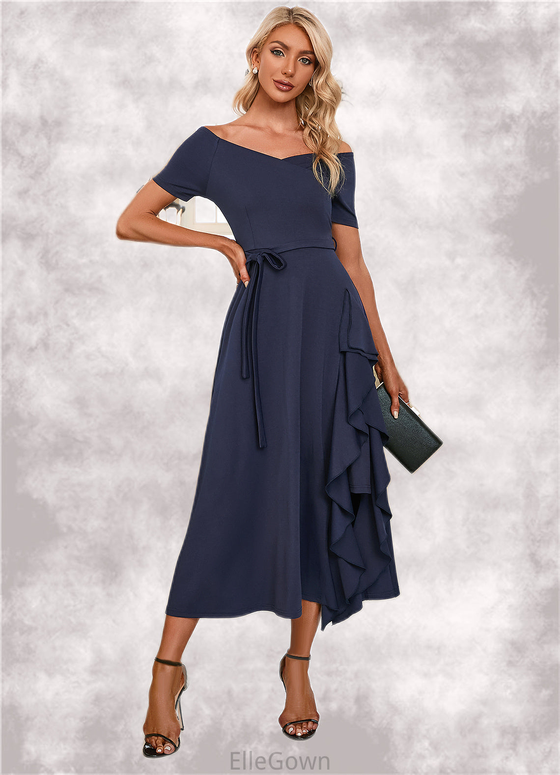 Melody V-Neck Elegant A-line Cotton Blends Midi Dresses DEP0022561