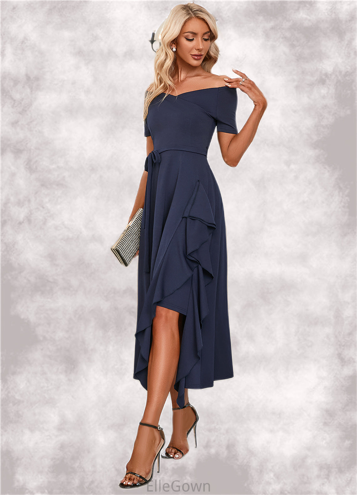 Melody V-Neck Elegant A-line Cotton Blends Midi Dresses DEP0022561