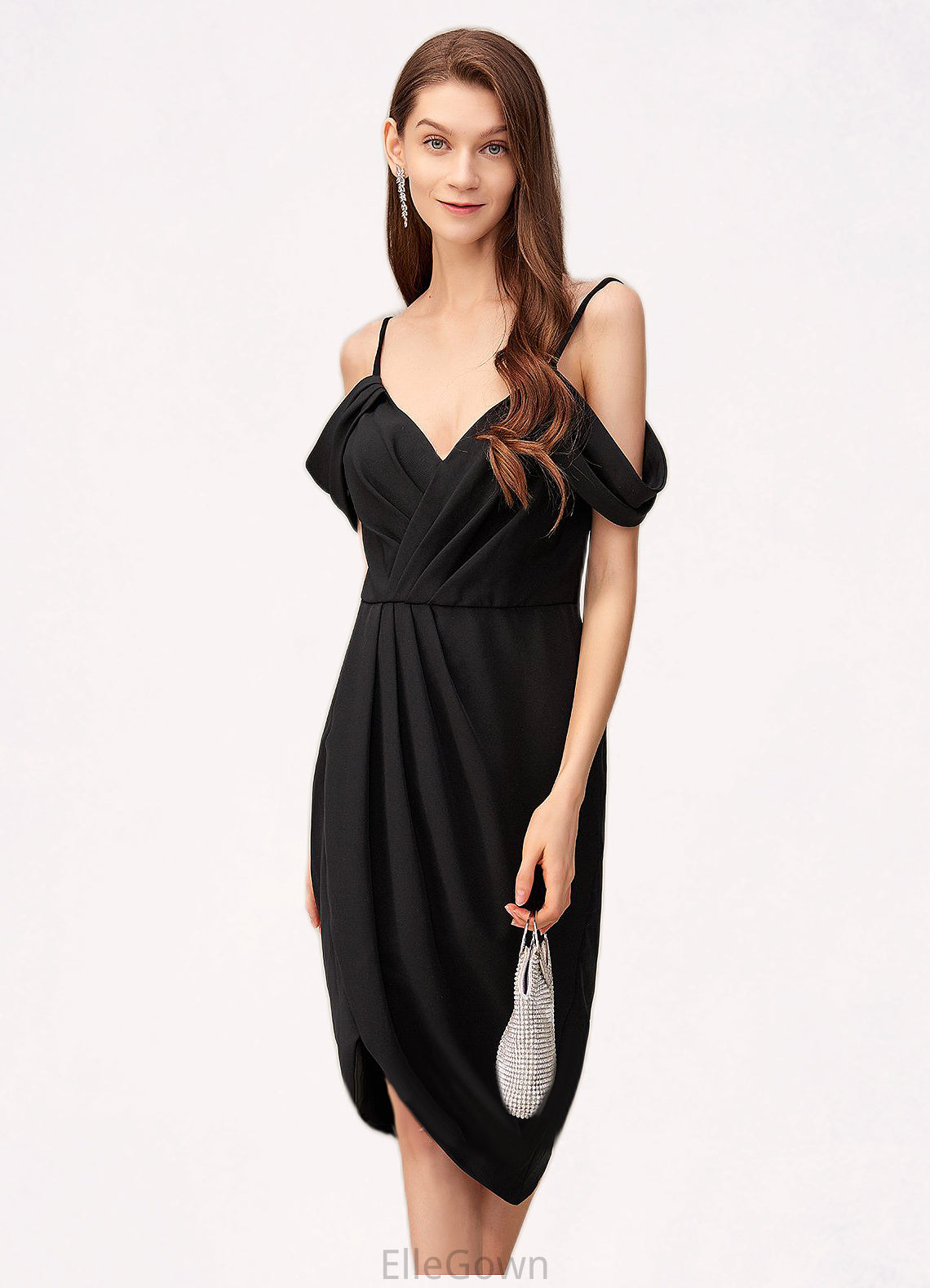 Arianna V-Neck Sexy Bodycon Stretch Crepe Asymmetrical Dresses DEP0022562