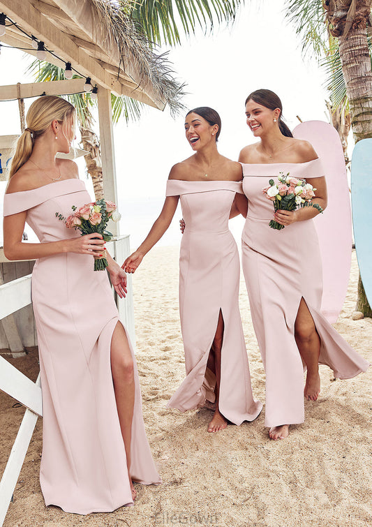 Trumpet/Mermaid Off-the-Shoulder Sleeveless Floor-Length Stretch Crepe Bridesmaid Dresses with Split Norma DEP0025217