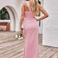 Sheath/Column One-Shoulder Sleeveless Ankle-Length Stretch Satin Bridesmaid Dresses with Pleated Carissa DEP0025220