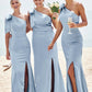 Trumpet/Mermaid One-Shoulder Sleeveless Floor-Length Stretch Satin Plus Size Bridesmaid Dresses with Bowknot - Plus Size Bridesmaid Dresseses Nora DEP0025228