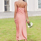 Sheath/Column Cowl Neck Sleeveless Tea-Length Stretch Satin Bridesmaid Dresses Muriel DEP0025232