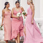 Sheath/Column Cowl Neck Sleeveless Tea-Length Stretch Satin Bridesmaid Dresses Muriel DEP0025232