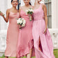 Sheath/Column Cowl Neck Sleeveless Tea-Length Stretch Satin Bridesmaid Dresses Muriel DEP0025232