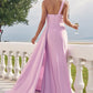 Trumpet/Mermaid One-Shoulder Sleeveless Floor-Length Jersey Bridesmaid Dresses with Pleated Side Draping Brenna DEP0025234