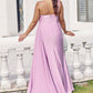 Trumpet/Mermaid One-Shoulder Sleeveless Floor-Length Jersey Plus Size Bridesmaid Dresses with Pleated Side Draping Amira DEP0025235