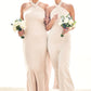 Sheath/Column Halter Sleeveless Ankle-Length Stretch Satin Bridesmaid Dresses with Bowknot Callie DEP0025236