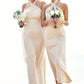 Sheath/Column Halter Sleeveless Ankle-Length Stretch Satin Bridesmaid Dresses with Bowknot Callie DEP0025236