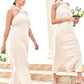 Sheath/Column Halter Sleeveless Ankle-Length Stretch Satin Plus Size Bridesmaid Dresses with Bowknot Fiona DEP0025237