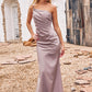 Sheath/Column One-Shoulder Sleeveless Floor-Length Stretch Satin Bridesmaid Dresses with Pleated Olga DEP0025238