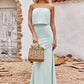 Sheath/Column Strapless Sleeveless Floor-Length Stretch Crepe Bridesmaid Dresses Andrea DEP0025239