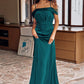 A-line Off-the-Shoulder Sleeveless Floor-Length Stretch Satin Bridesmaid Dresses with Pleated Cierra DEP0025243