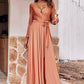 A-line V Neck Full/Long Sleeve Floor-Length Jersey Bridesmaid Dresses with Pleated Sashes Ally DEP0025246