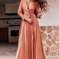 A-line V Neck Full/Long Sleeve Floor-Length Jersey Bridesmaid Dresses with Pleated Sashes Ally DEP0025246